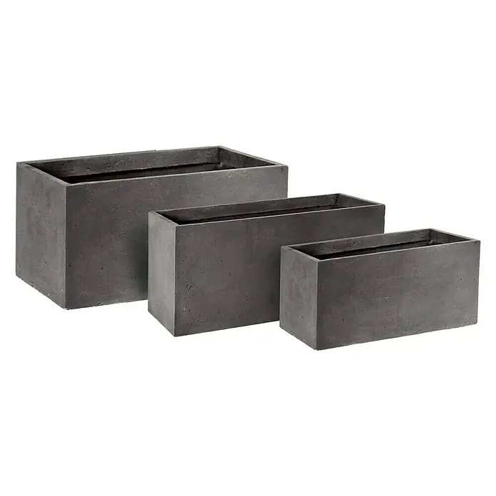 Mega Collections Plantenpotset - Samengesteld materiaal, Grijs - Vooraanzicht