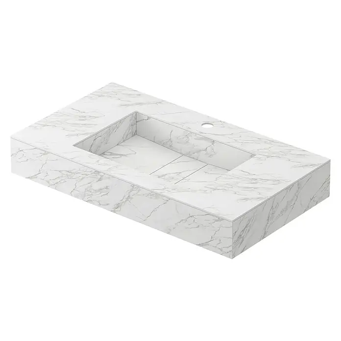Lavabo encimera Stein - 81 x 46 cm, Orificios para grifo: Medio, Blanco