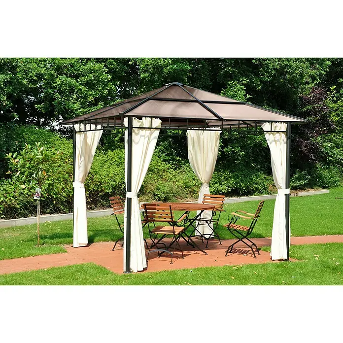 Leco Pavillon Profi Light - L x B: 300 x 300 cm, Graubraun, Anthrazit - Stimmungsaufnahme