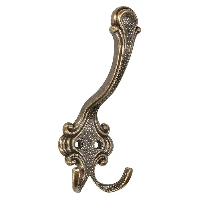 Siro Garderobenhaken - L x B x H: 5,8 x 14,8 x 6,8 cm, Anzahl Haken: 1 Stk., Messing Antik