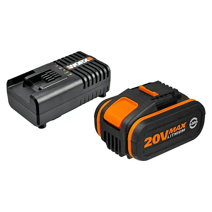 Worx Akku & Ladegerät WA3604 - 20 V, Li-Ionen, 1 Akku, 4 Ah - Vorderansicht