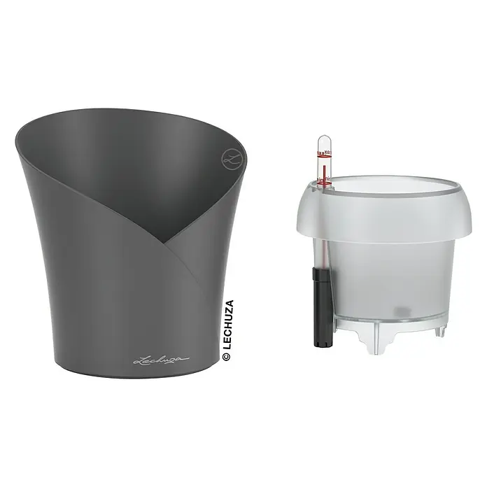 Lechuza Orchideentopf Orchidea All-In-One - Außenmaß (Ø x H): 18,3 x 19,5 cm, Schiefergrau - Detailaufnahme