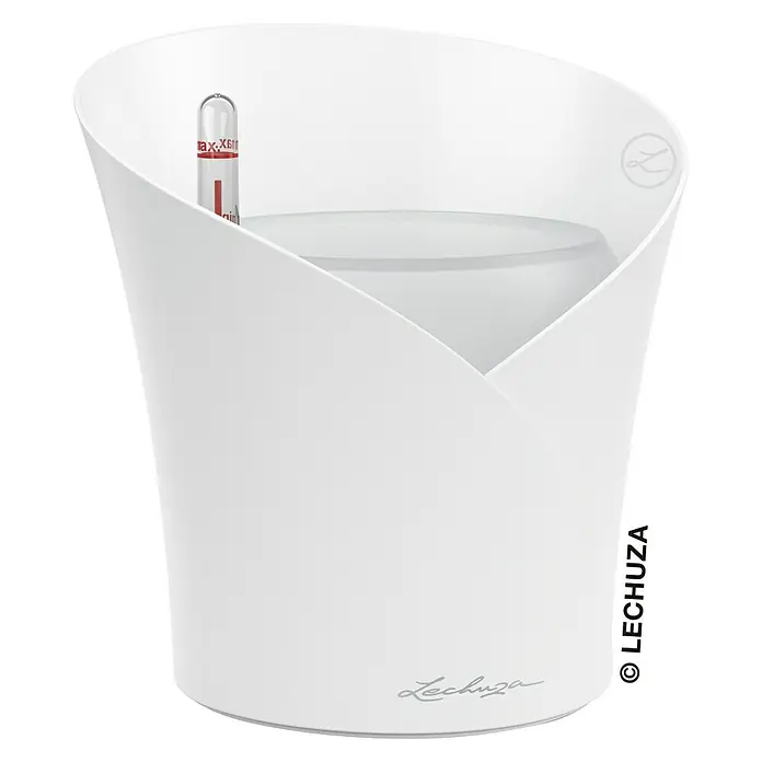 Lechuza Orchideentopf Orchidea All-In-One - Außenmaß (Ø x H): 18,3 x 19,5 cm, Weiß - Rückansicht