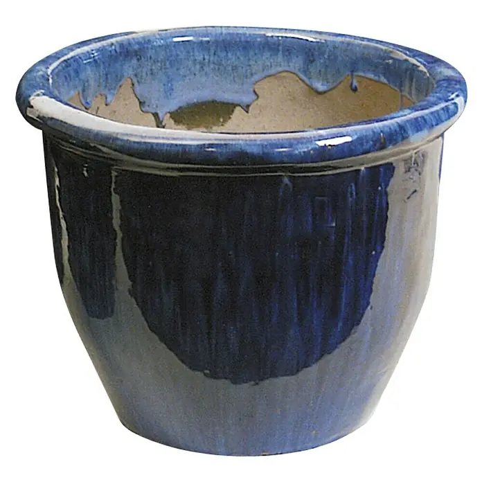 Mega Collections Plantenpot Havanna - Buitenmaat (Ø x h): 40 x 30 cm, Keramiek, Blauw - Vooraanzicht