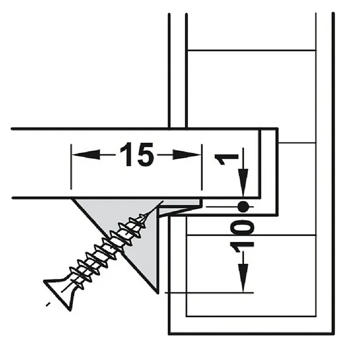 Häfele Achterwandverbinder - l x b: 15 x 11 mm, Kunststof, Wit - Vooraanzicht