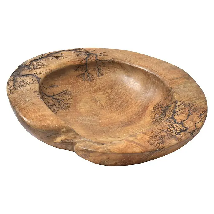 Cuenco de teca grabado - Ø x Al: 30 x 7 cm, Natural, Liso