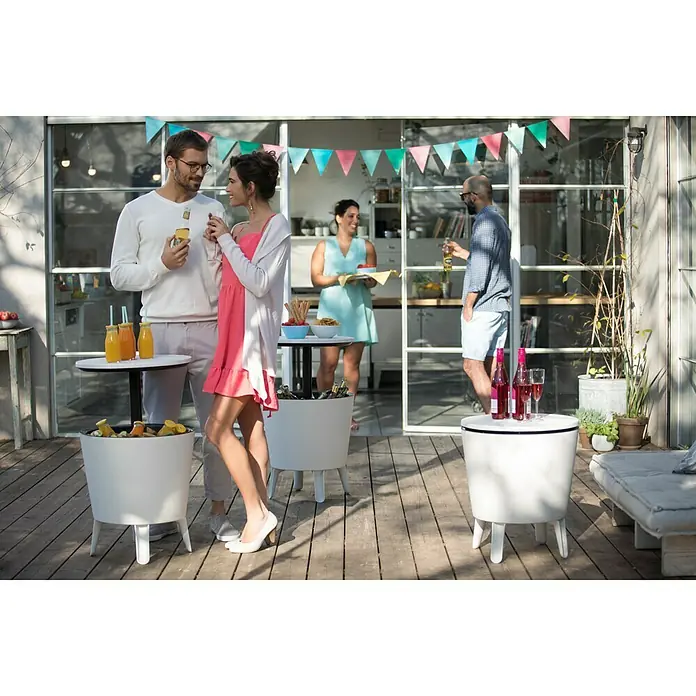 Keter Mesa de jardín Cool Bar - L x An x Al: 49,5 x 49,5 x 84,5 cm, Blanco