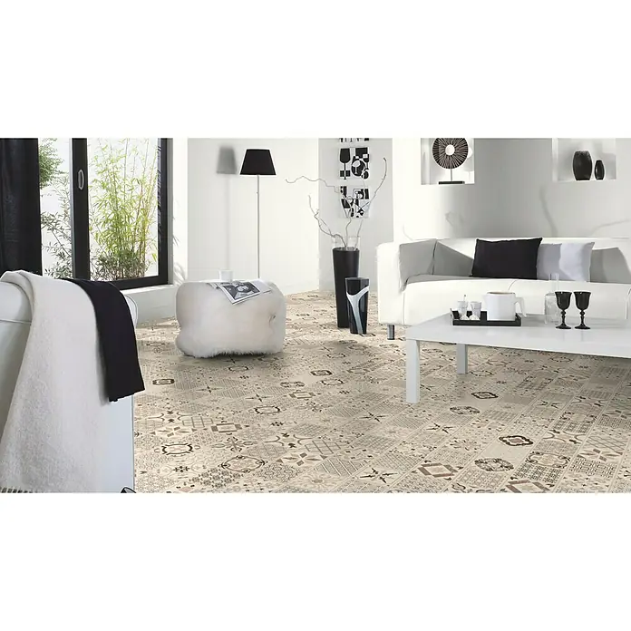 Tarkett Suelo de vinilo Starfloor click 30  Retro Black White - 60,1 cm x 31 cm x 4 mm, Efecto de baldosa