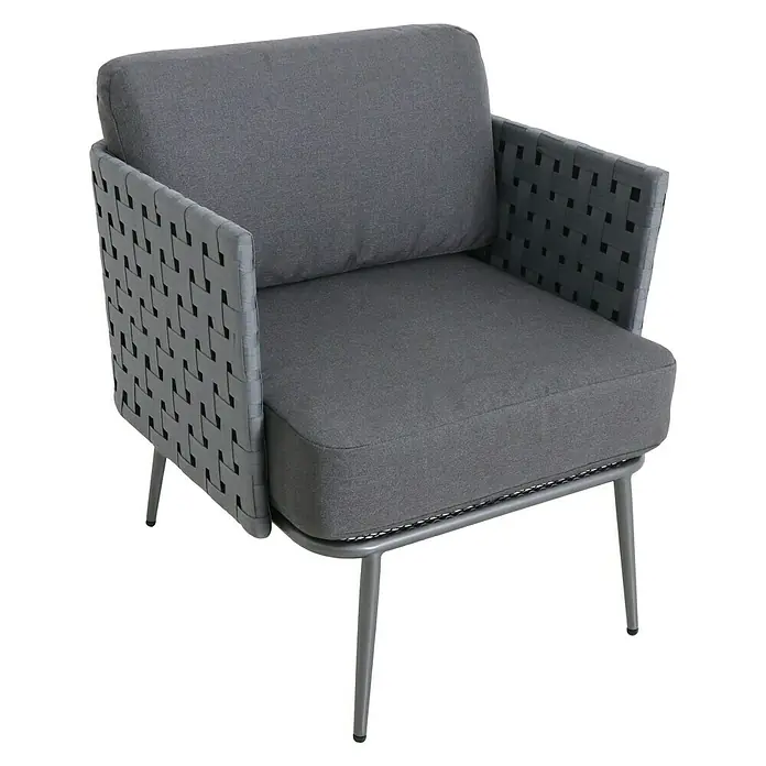 Set lounge namještaja Beltano - 4-dij., Čelik, Sigurnosno staklo, Antracit