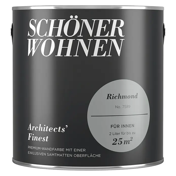 SCHÖNER WOHNEN-Farbe Wandfarbe Architects' Finest - No. 7589 - Richmond, 2 l, Matt - Vorderansicht
