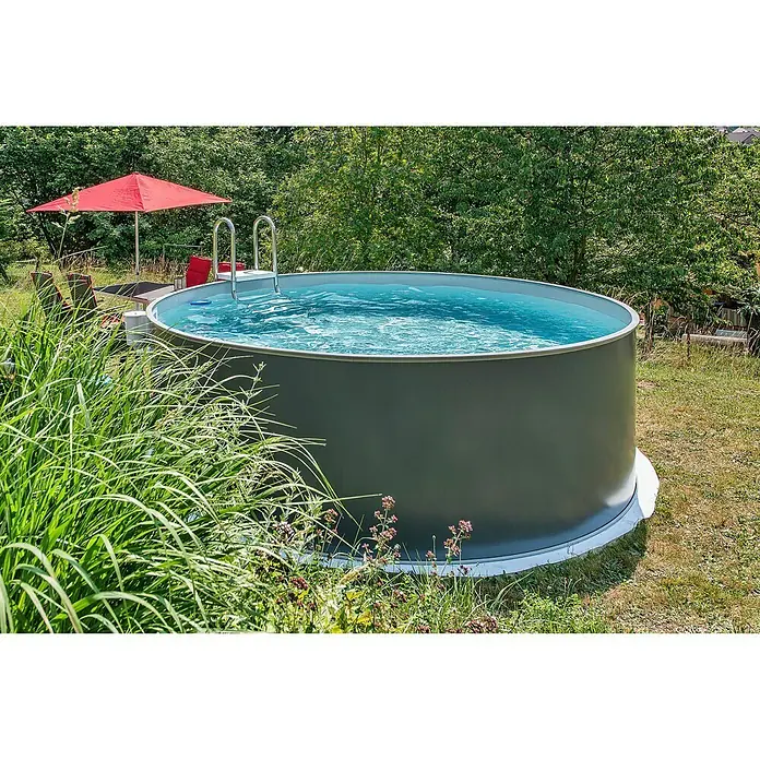 Malibu Pool-Set Premium - Ø x H: 350 x 120 cm, 11 m³, Anthrazit - Vorderansicht