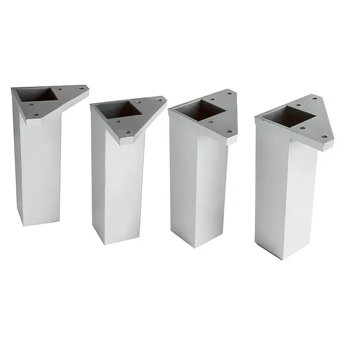 Rei Set de patas de mueble 15 x 4 x 4 cm - Aluminio, 4 uds.