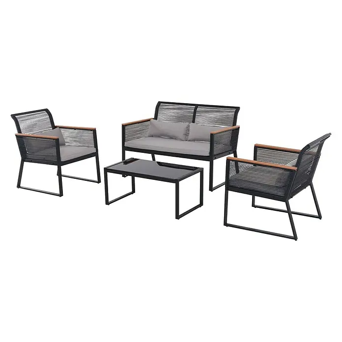 Loungemöbel-Set Arezzo - 4 -tlg., Kunststoff/Metall, Braun/Schwarz