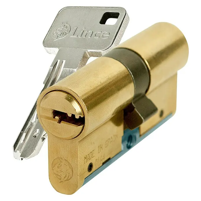 Lince C6W Cilindro de perfil de alta seguridad - Latón, Longitud total interior: 30 mm, Longitud total exterior: 35 mm, Número de llaves: 5 ud.