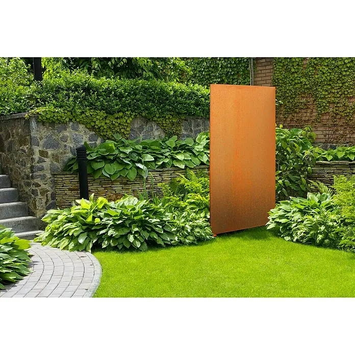 Palatino Space Vertical Sichtschutzelement Uni - 87 x 180 cm, Cortenstahl, Motiv: Uni, Edelrost - Stimmungsaufnahme