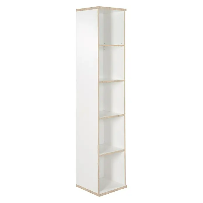 Phönix Chicago Regal - L x B x H: 40 x 40 x 196 cm, Weiß/Eiche Sand, Traglast: 5 kg/Boden - Linke Seitenansicht
