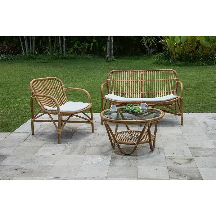 Sofá de jardín Sulawesi - Natural, Ratán natural, L x An x Al: 120 x 70 x 76 cm