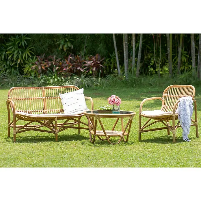 Sofá de jardín Sulawesi - Natural, Ratán natural, L x An x Al: 120 x 70 x 76 cm