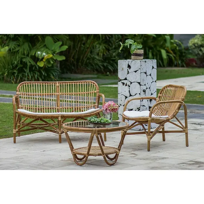 Sofá de jardín Sulawesi - Natural, Ratán natural, L x An x Al: 120 x 70 x 76 cm