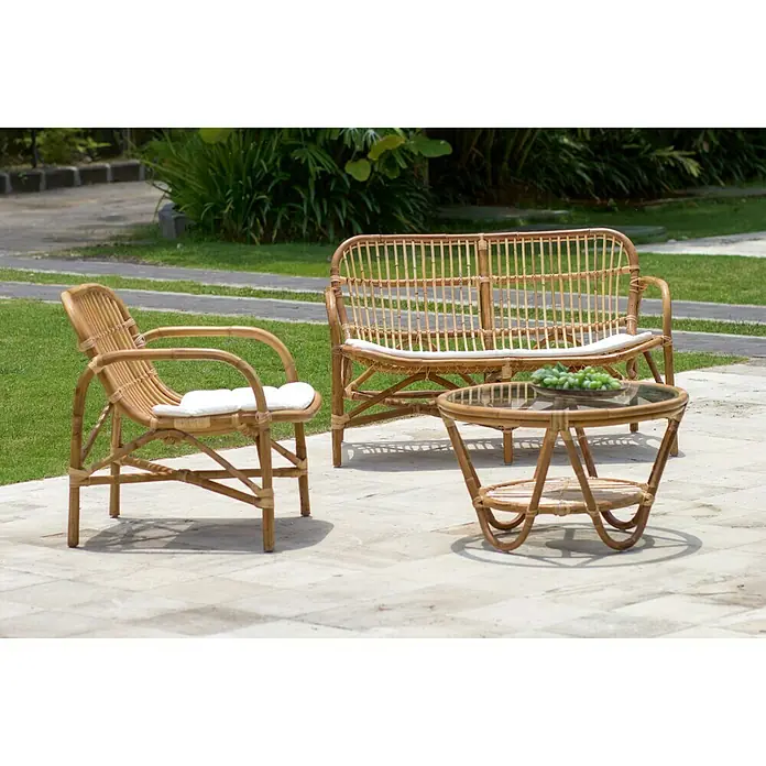 Sofá de jardín Sulawesi - Natural, Ratán natural, L x An x Al: 120 x 70 x 76 cm