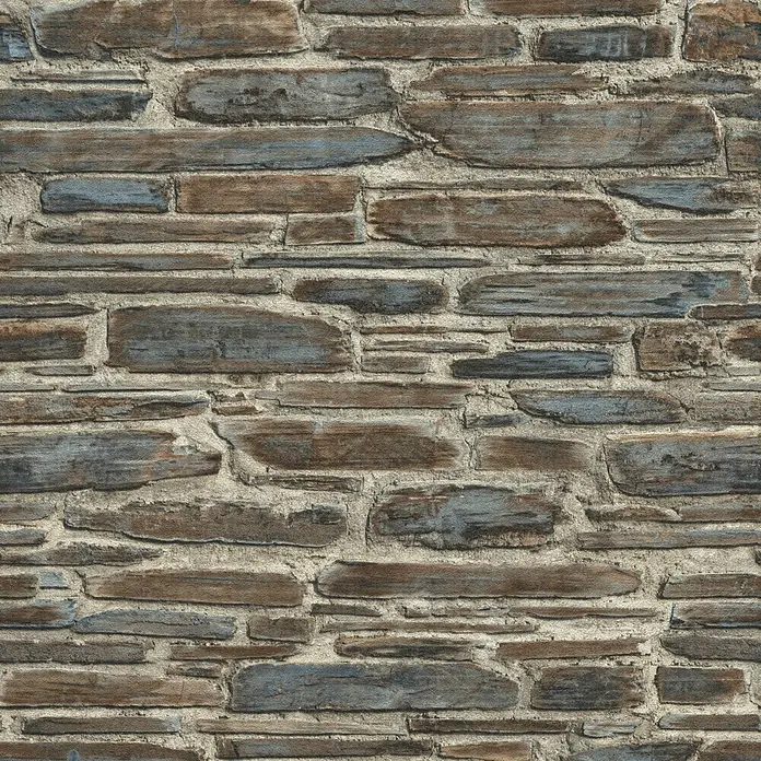Rasch Tapetenwechsel Vliestapete - Beige/Blau, Steinoptik, 10,05 x 0,53 m - Vorderansicht