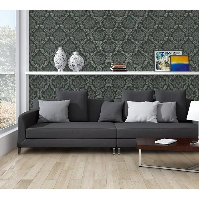 AS Creation Vliestapete Paradise Garden - Schwarz, Ornament, 10,05 x 0,53 m - Stimmungsaufnahme