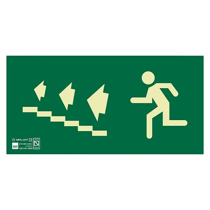 Cartel - Verde/Amarillo, Salida subir escalera izquierda