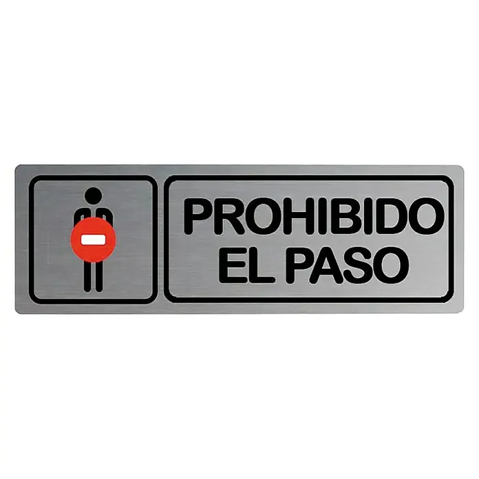 Rótulo - Plateado/Negro, Prohibido el paso