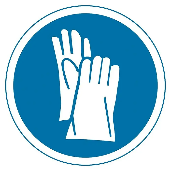 Cartel - Azul/Blanco, Uso obligatorio de guantes de seguridad, 5 x 5 cm