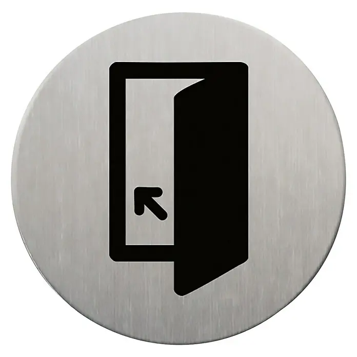 Rótulo - Plateado/Negro, Por favor, cierre la puerta, 9 cm