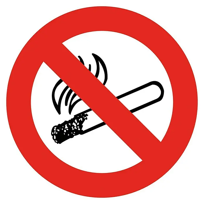 Cartel - Rojo/Blanco, Prohibido fumar, 10,5 x 10,5 cm