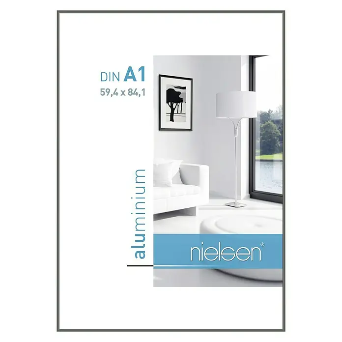Nielsen Bilderrahmen Classic - Contrastgrau, 59,4 x 84,1 cm / DIN A1, Aluminium - Rückansicht