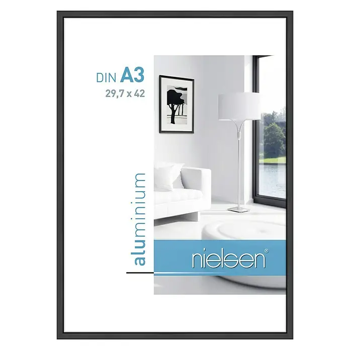 Nielsen Bilderrahmen Classic - Schwarz, 29,7 x 42 cm / DIN A3, Aluminium - Vorderansicht