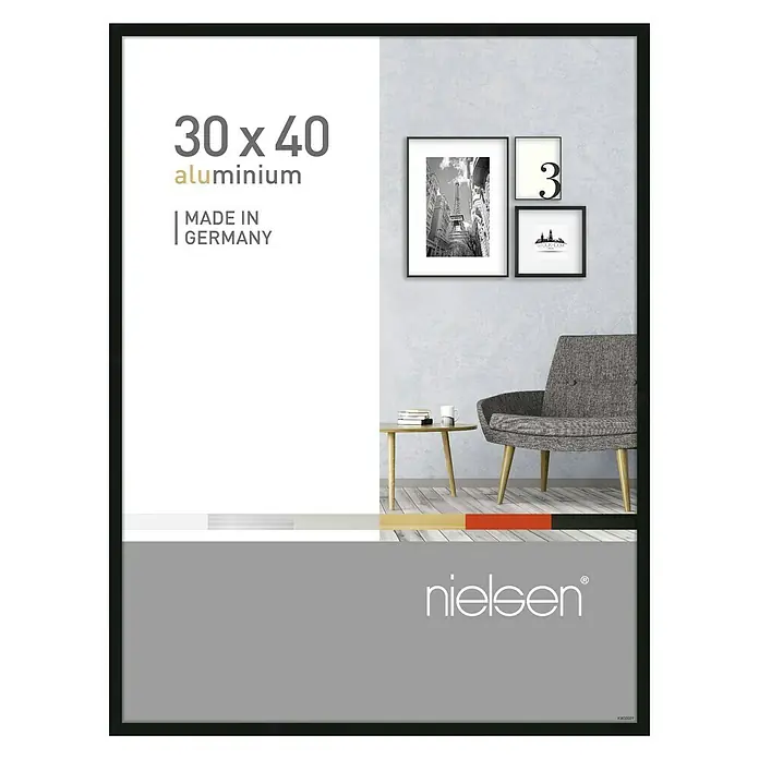 Nielsen Okvir za fotografije [SI] Pixel - Črne barve, 30 x 40 cm, Aluminij - Pogled od spredaj