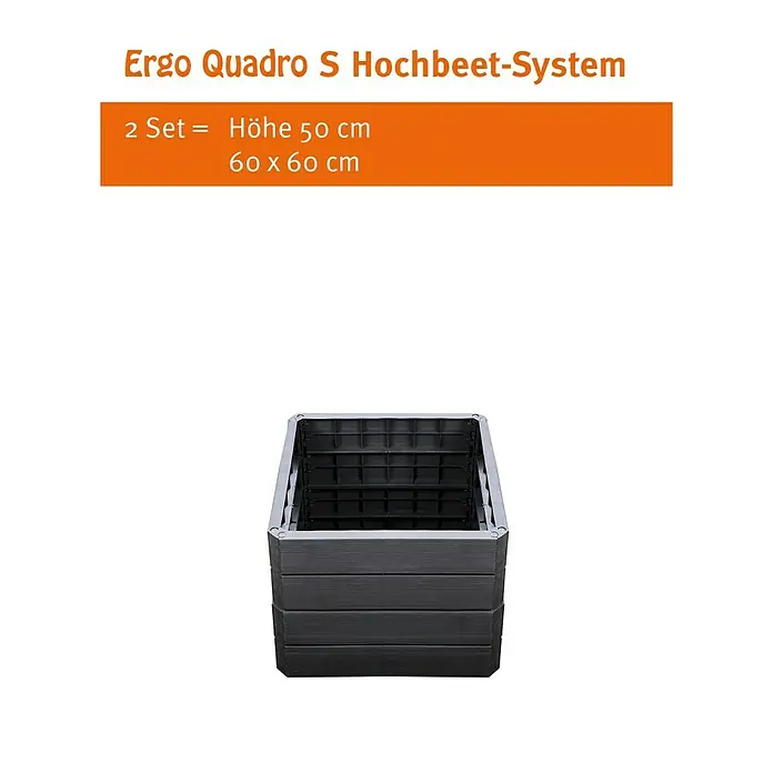 Garantia Hochbeet Ergo Quadro S - 60 x 60 x 25 cm, Kunststoff