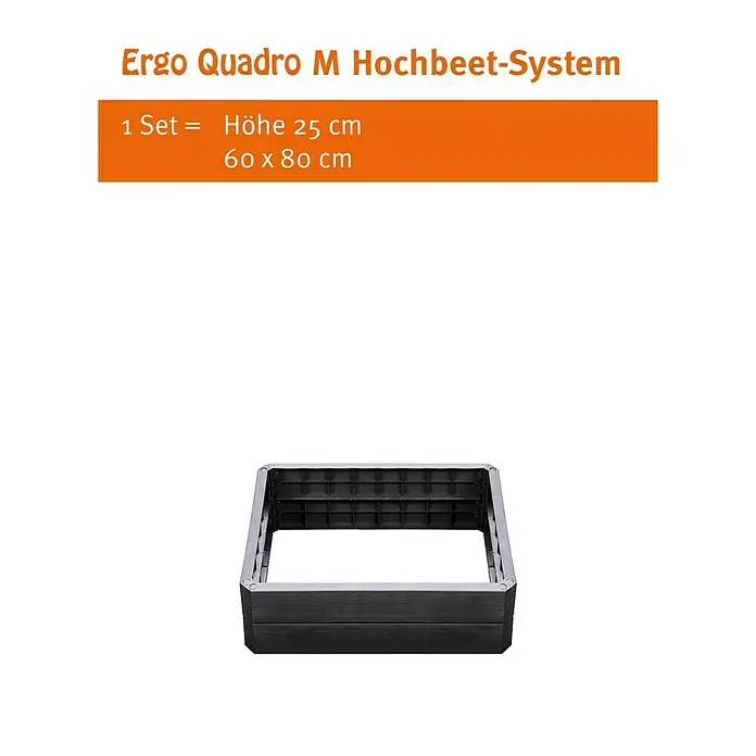 Garantia Hochbeet Ergo Quadro M - 60 x 80 x 25 cm, Kunststoff