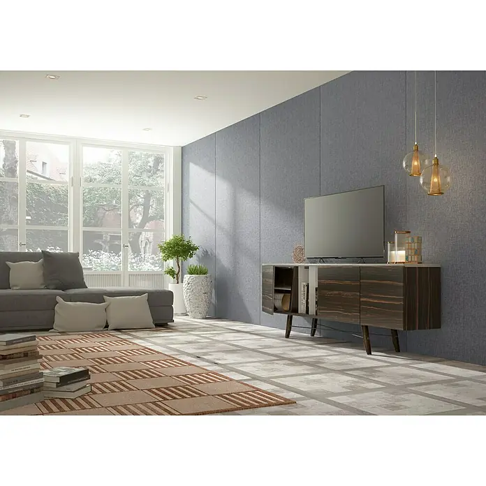 Bariperfil Revestimiento de pared Metal Textile - 2,6 x 1,22 m, Gris, Liso