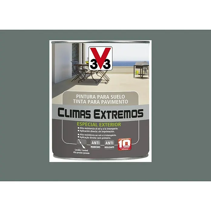 V33 Pintura para suelos Climas extremos - Gris hormigón, 500 ml, Satinado