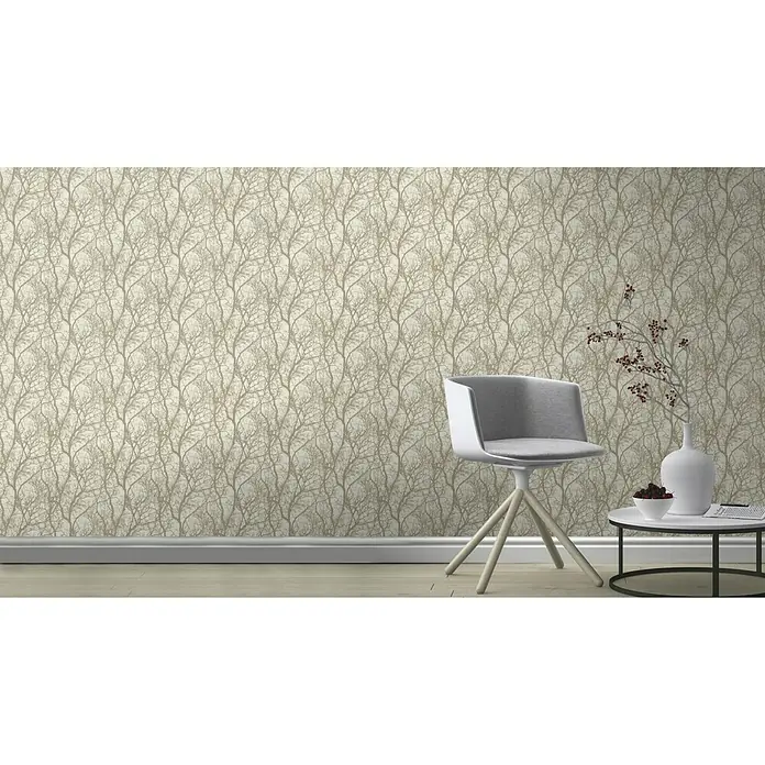 Rasch Tapetenwechsel Vliestapete Äste - Beige/Bronze, Floral, 10,05 x 0,53 m - Stimmungsaufnahme