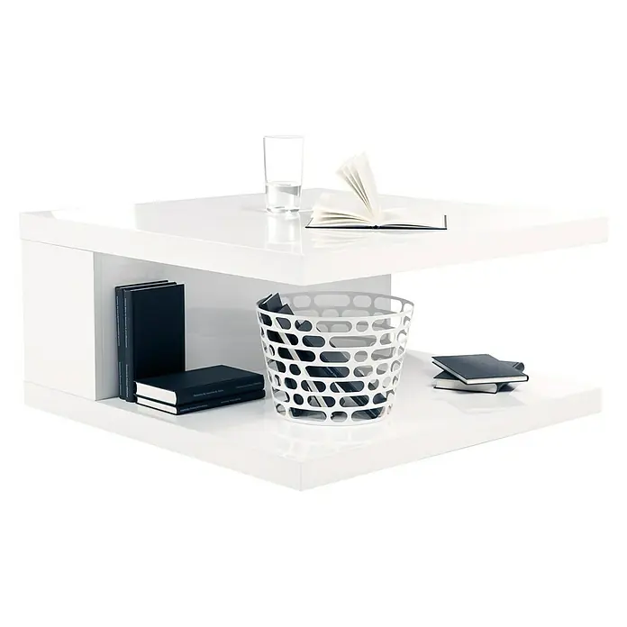 Phönix Solina Couchtisch - L x B x H: 80 x 80 x 40 cm, Weiß - Vorderansicht
