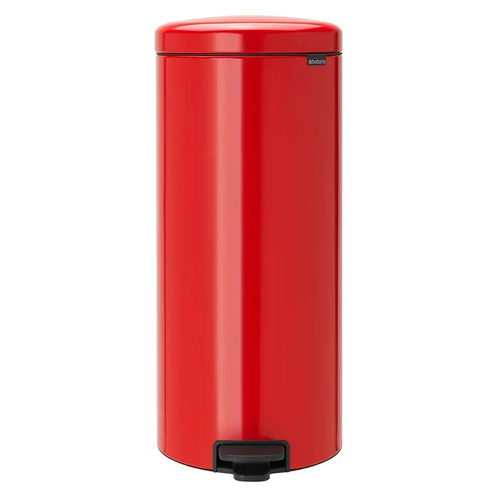 Brabantia Cubo con pedal New Icon - 30 l, Rojo, Redonda, Acero - Vista frontal