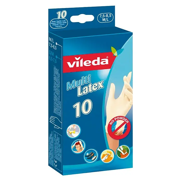 Vileda Jednokratne rukavice - Konfekcijska veličina: S/M, Sadržaj: 10 kom, Lateks