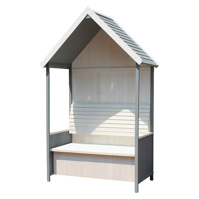 Leco Philosophenbank Antje - 137 x 75 x 224 cm, Tannenholz, Weiß/Grau, Zusätzlicher Stauraum