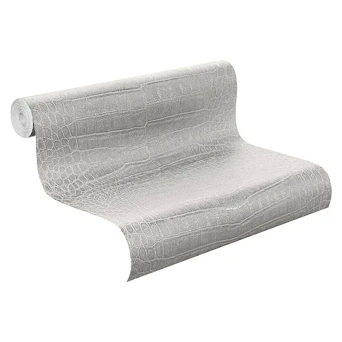 Rasch Mandalay Vliestapete Kroko - Grauglanz, Tieroptik, 10,05 x 0,53 m - Anwendungsbeispiel