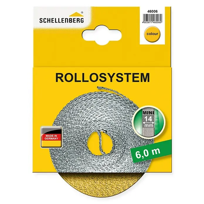 Schellenberg Rollladengurt - Gelb, Länge: 6 m, Gurtbreite: 14 mm - Vorderansicht