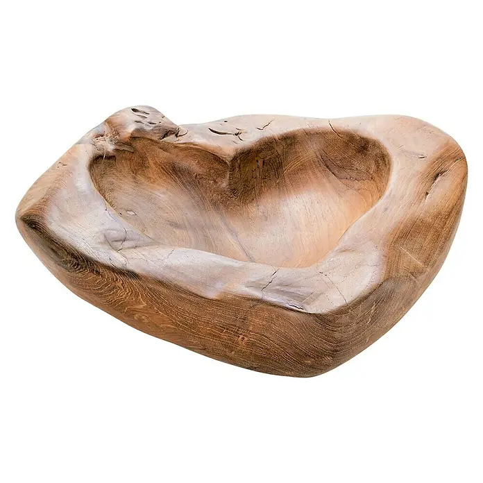 Bandeja de teca - Ø x Al: 30 x 7 cm, Natural, Liso