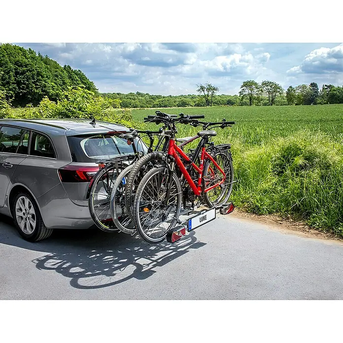 Eufab Fahrradträger Luke - Geeignet für: 4 Fahrräder, Max. Ladegewicht: 70 kg, Passend für: Fahrzeuge mit Anhängerkupplung - Anwendungsbeispiel