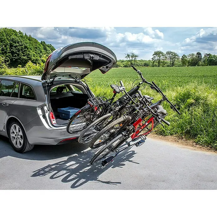 Eufab Fahrradträger Luke - Geeignet für: 4 Fahrräder, Max. Ladegewicht: 70 kg, Passend für: Fahrzeuge mit Anhängerkupplung - Anwendungsbeispiel