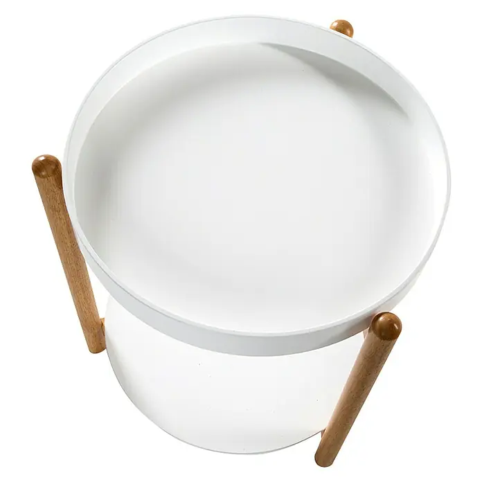 Phönix Rubby Beistelltisch - Ø x H: 40 x 45 cm, Weiß, Braun - Ansicht von oben