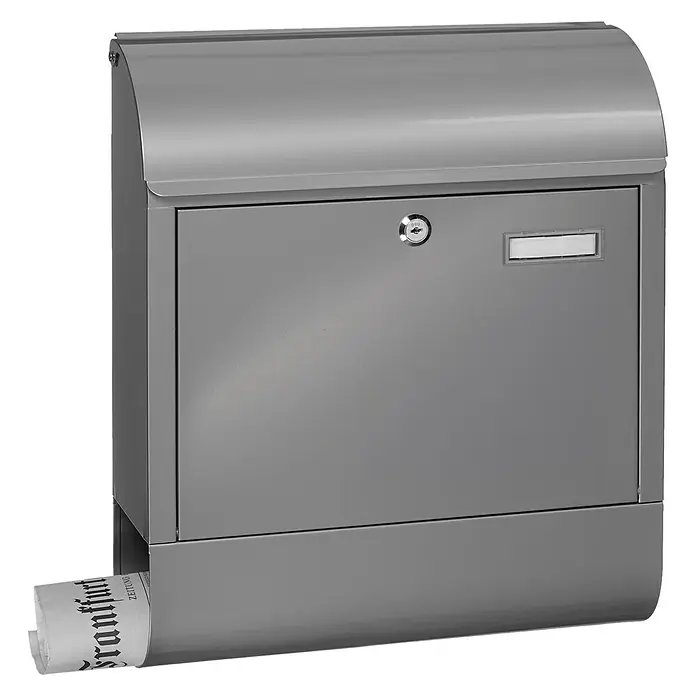 Burg-Wächter Briefkasten-Set Scandic - L x B x H: 125 x 380 x 460 mm, Stahl, Silber - Vorderansicht